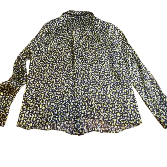 Alice + Olivia Silk blend Sheer geometric Eloise Blouse Women’s Size LG